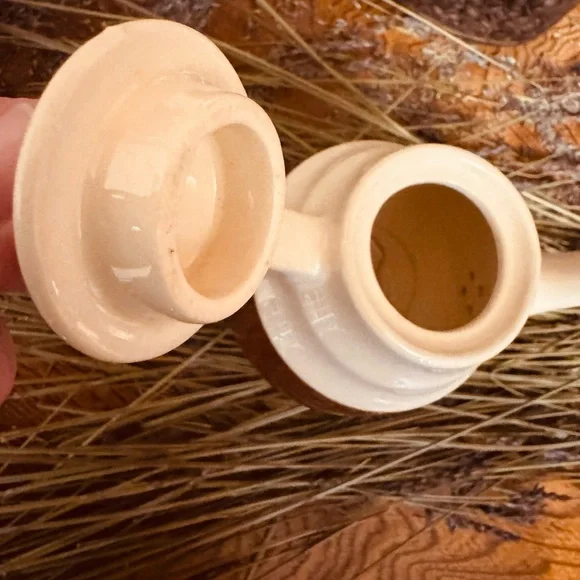 VTG MCM Oxford Stoneware Two-Tone Gloss Ceramic Teapot Farmhouse Cottage Core - Picture 2 of 8